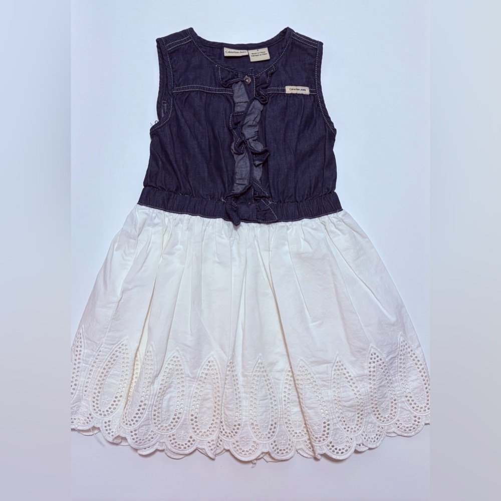 Calvin Klein Jeans Navy and White Kids Dress